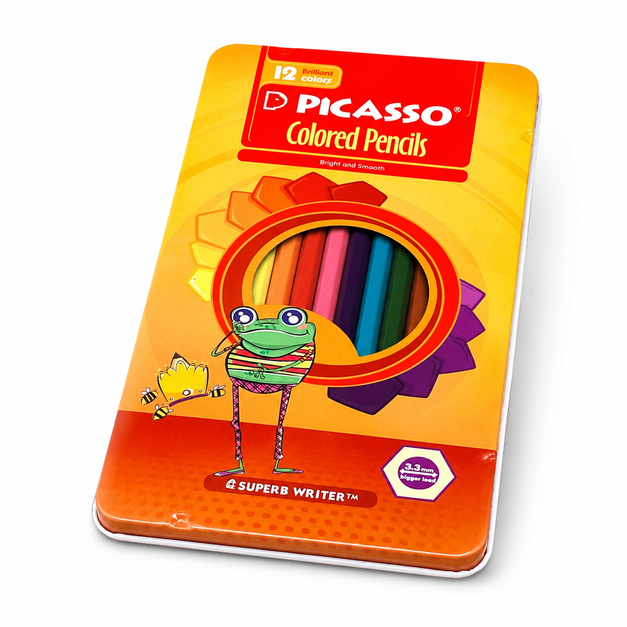 تصویر مداد رنگی ۱۲ رنگ جعبه فلزی Picasso، لوازم تحریر از برند Picasso