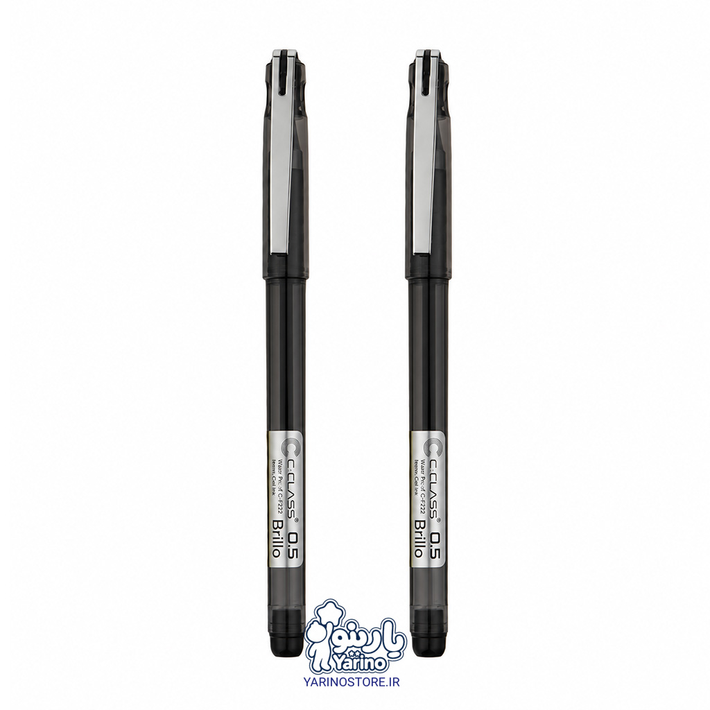 پک ۲ عددی خودکار مشکی ژله‌ای سی‌کلاس بریلو ۰.۵ میلی‌متر | 0.5mm