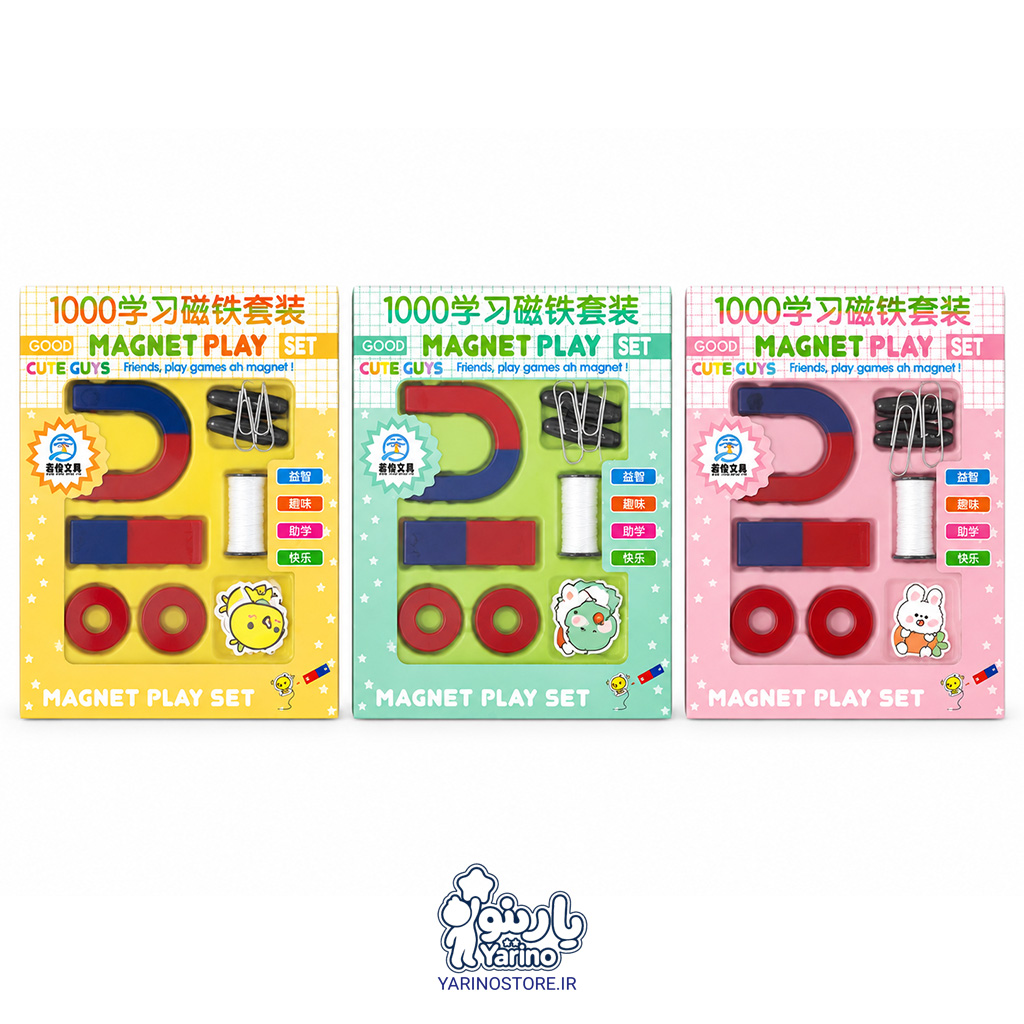 پک آهنربای آموزشی Magnet Play | کیت آزمایش علوم با آهنربای نعل اسبی، میله‌ای و حلقوی